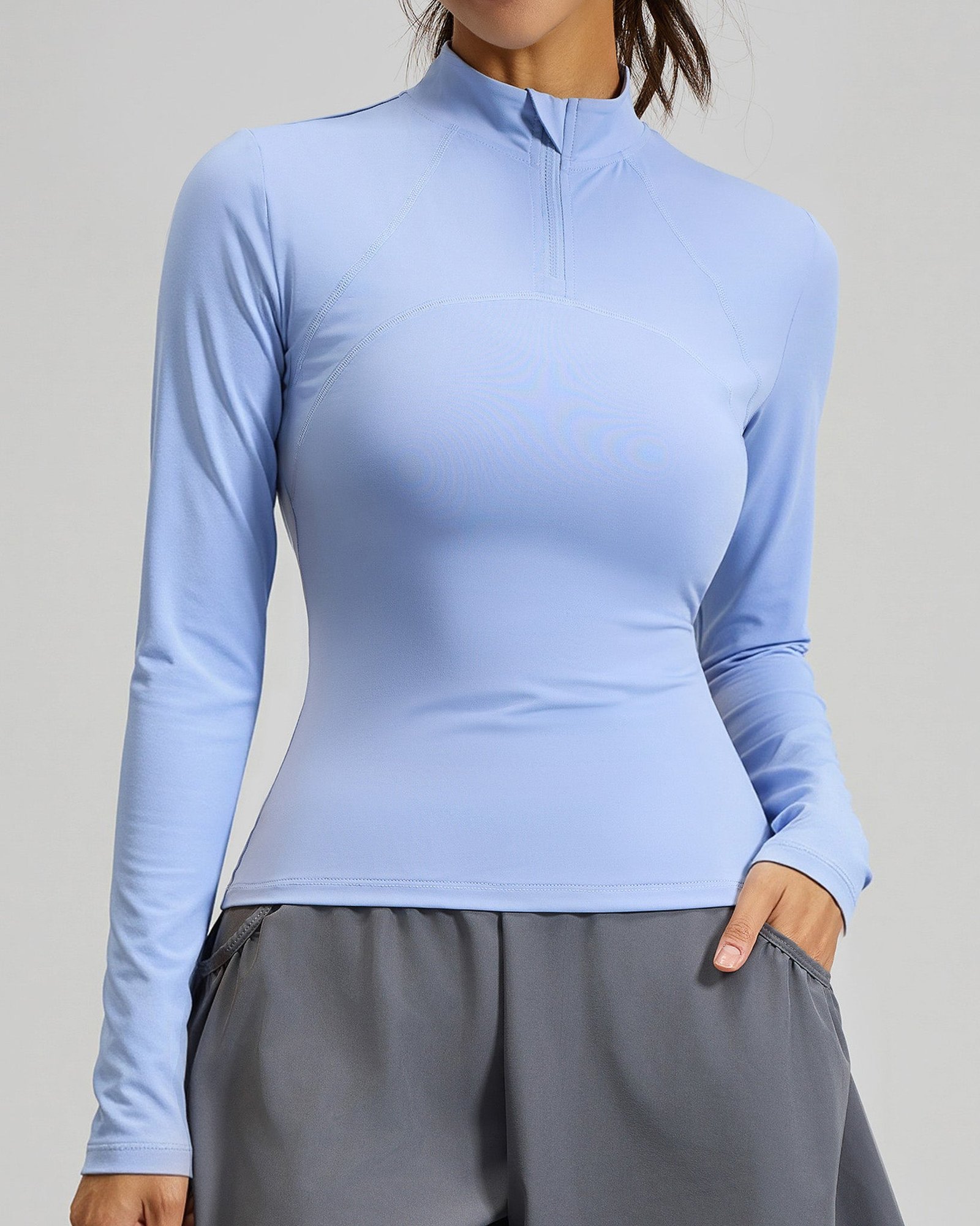Polera Dry Fit Pro: Medio Cierre, Manga Larga y Calce Slim - Imagen 14