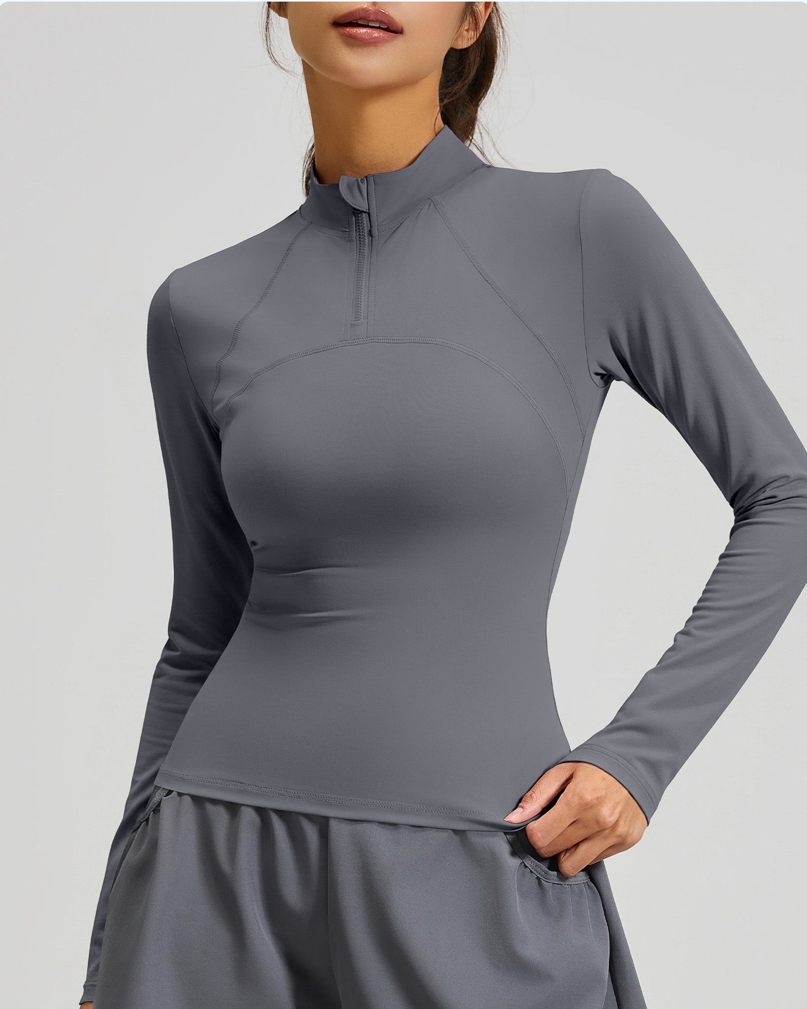 Polera Dry Fit Pro: Medio Cierre, Manga Larga y Calce Slim - Imagen 7