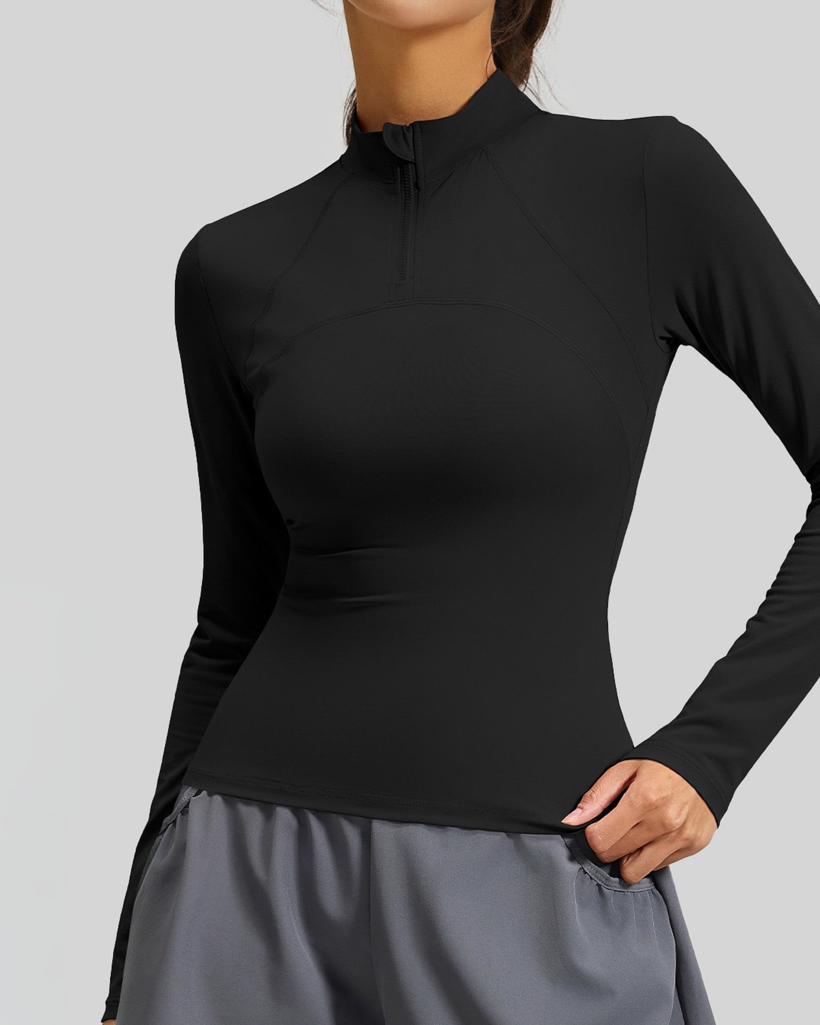 Polera Dry Fit Pro: Medio Cierre, Manga Larga y Calce Slim - Imagen 12