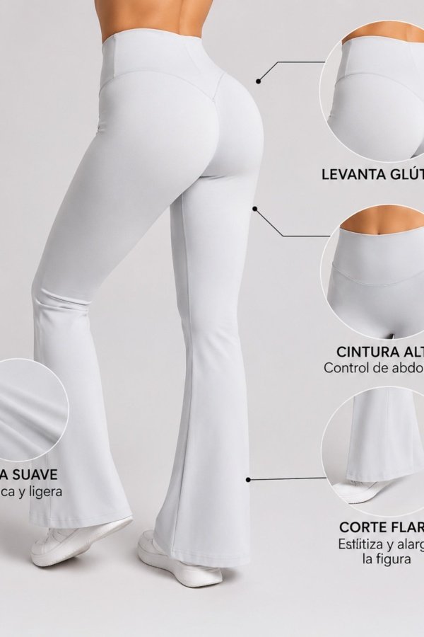 Calza Oxford Deportiva Push Up Corazon Flare Legging Mujer