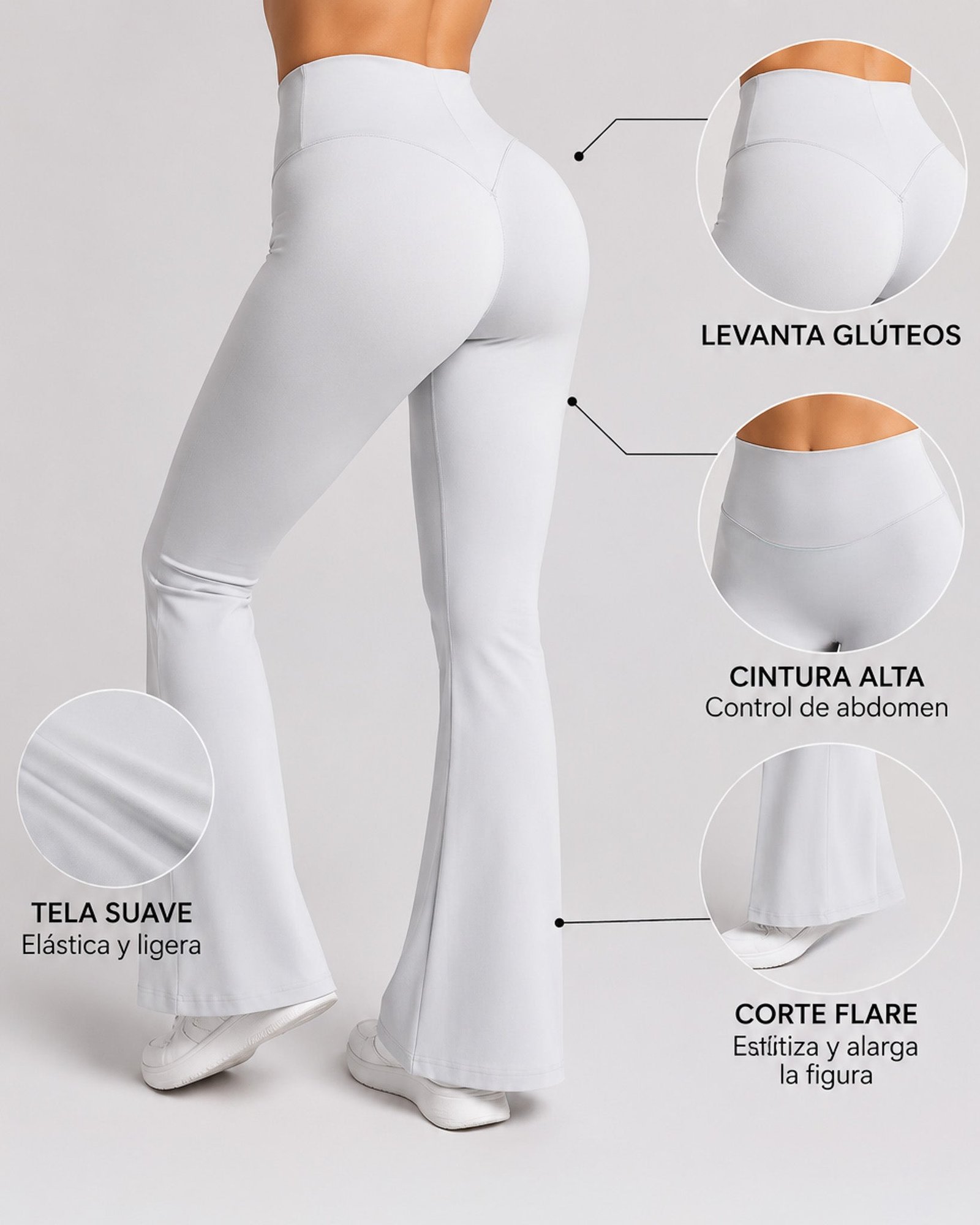 Calza Oxford Deportiva Push Up Corazon Flare Legging Mujer